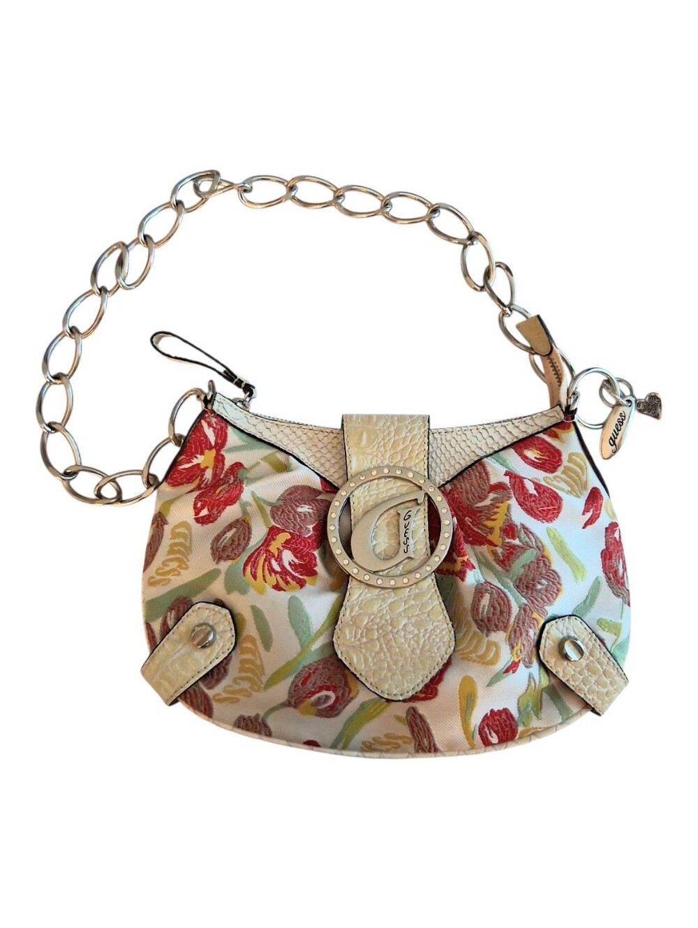 Guess Chelsea Multicolor Floral Tapestry Baguette Shoulder Bag Purse Vintage Y2K